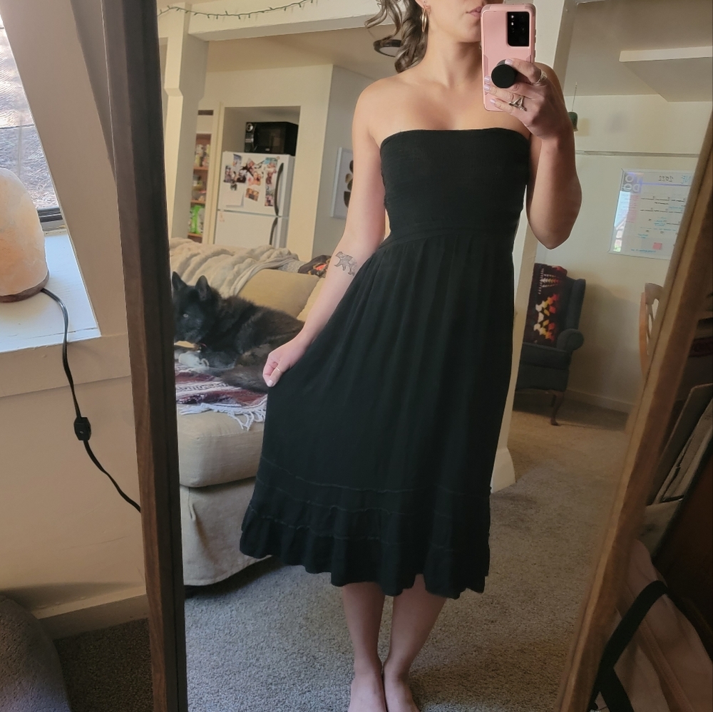 Strapless black dress